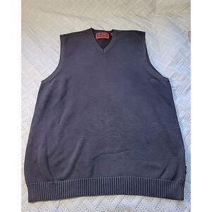 IZOD Luxury Sport Vintage Wash Gray V Neck Pullover Sweater‎ Vest Size Large